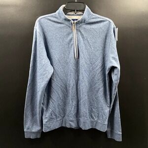 Johnnie-O Sweatshirt Mens Medium Blue 1/4 Zip Performance Pullover Stretch